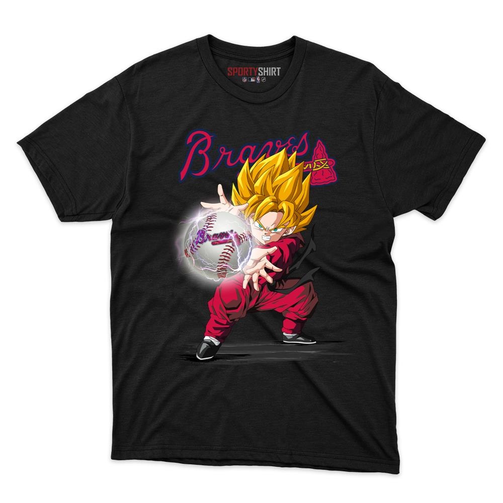Atlanta Braves Goku Dragon Ball Z Unisex Cotton Graphic Tee, Anime Crossover Baseball Fan Game Day Shirt