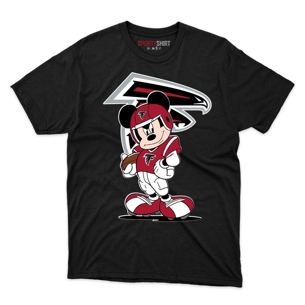 Atlanta Falcons Mickey Mouse Player Unisex Cotton Graphic Tee, Disney Cartoon Football Fan Game Day Shirt