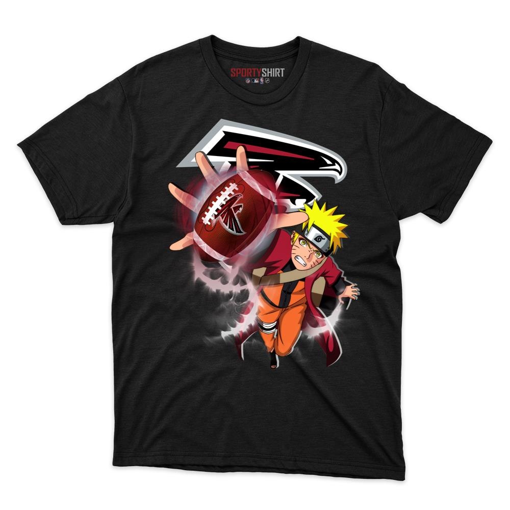 Atlanta Falcons Naruto Unisex Cotton Graphic Tee, Anime Ninja Crossover Football Fan Game Day Shirt
