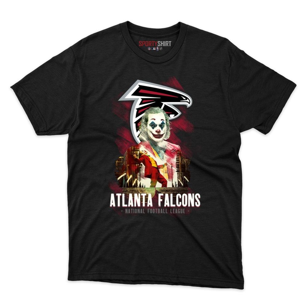 Atlanta Falcons Put On A Happy Face Joker Unisex Cotton Graphic Tee, Villain Football Fan Game Day Shirt