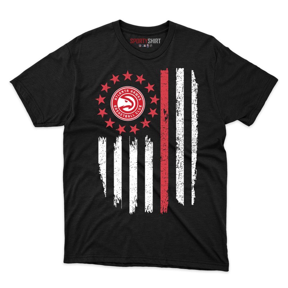 Atlanta Hawks Betsy Ross Flag Unisex Cotton Graphic Tee, Patriotic American Basketball Fan Game Day Shirt