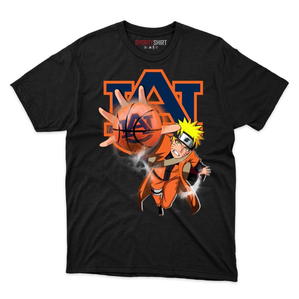 Auburn Tigers Naruto Shinobi Unisex Cotton Graphic Tee, Hidden Leaf Ninja Crossover Shirt, Game Day