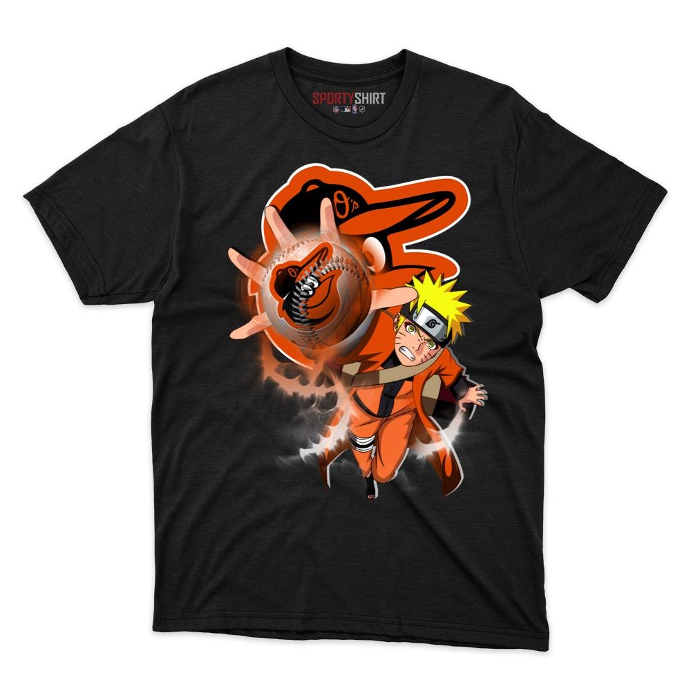Baltimore Orioles Naruto Shinobi Unisex Cotton Graphic Tee, Hidden Leaf Ninja Crossover Shirt, Game Day