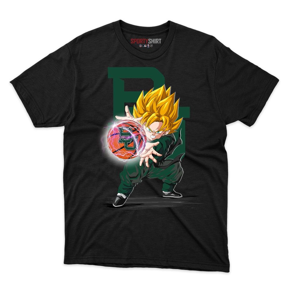 Baylor Bears Goku Dragon Ball Z Unisex Cotton Graphic Tee, Super Saiyan Anime Crossover Shirt, Game Day