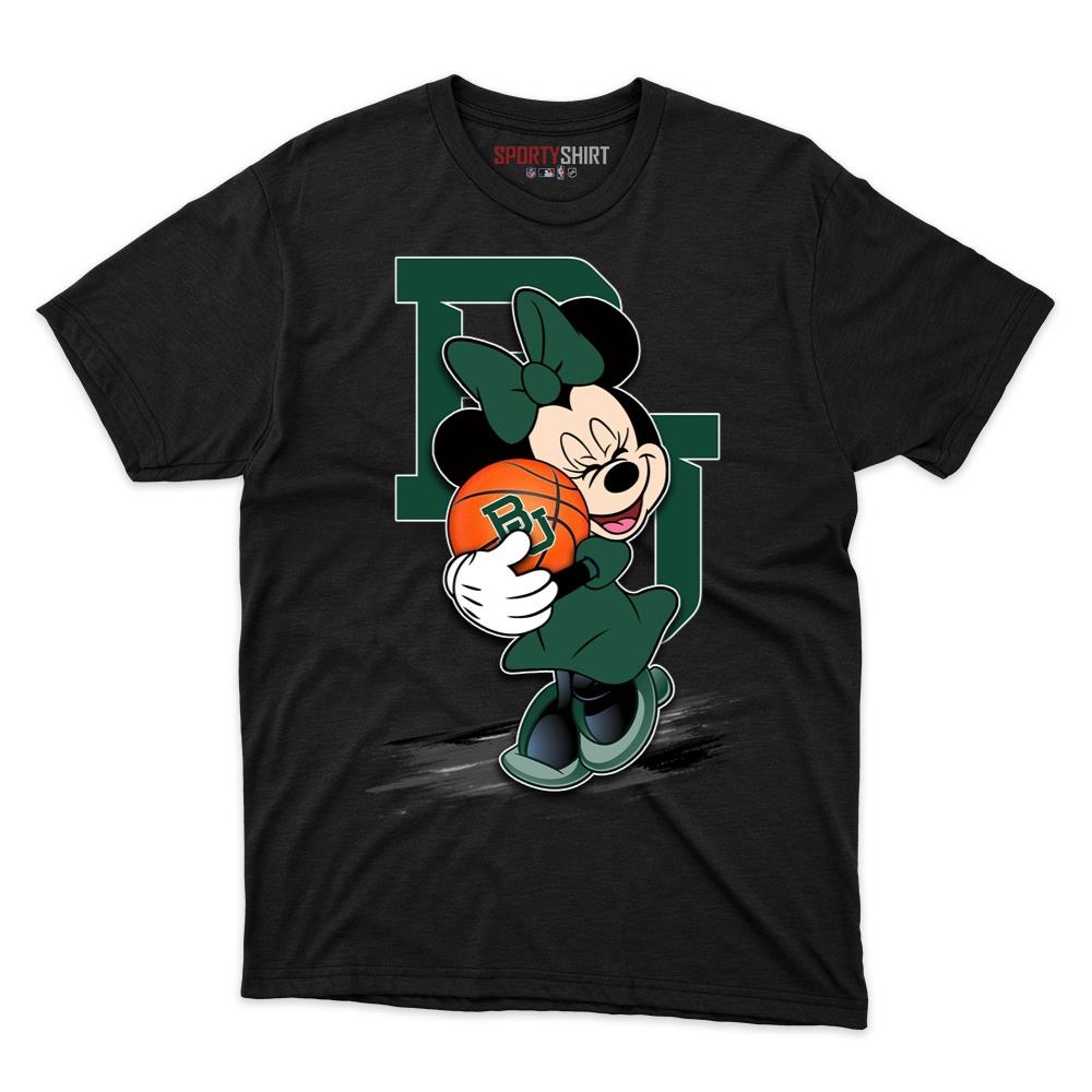 Baylor Bears Minnie Mouse Unisex Cotton Graphic Tee, Disney Cartoon Crossover Shirt, Game Day Fan Gift
