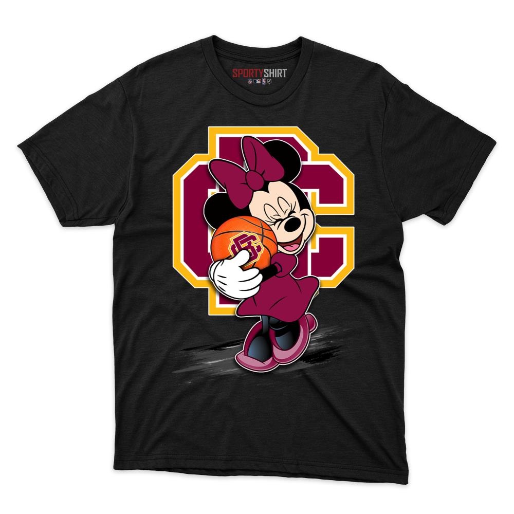 Bethune-Cookman Wildcats Minnie Mouse Unisex Cotton Graphic Tee, Disney Cartoon Crossover Shirt, Game Day