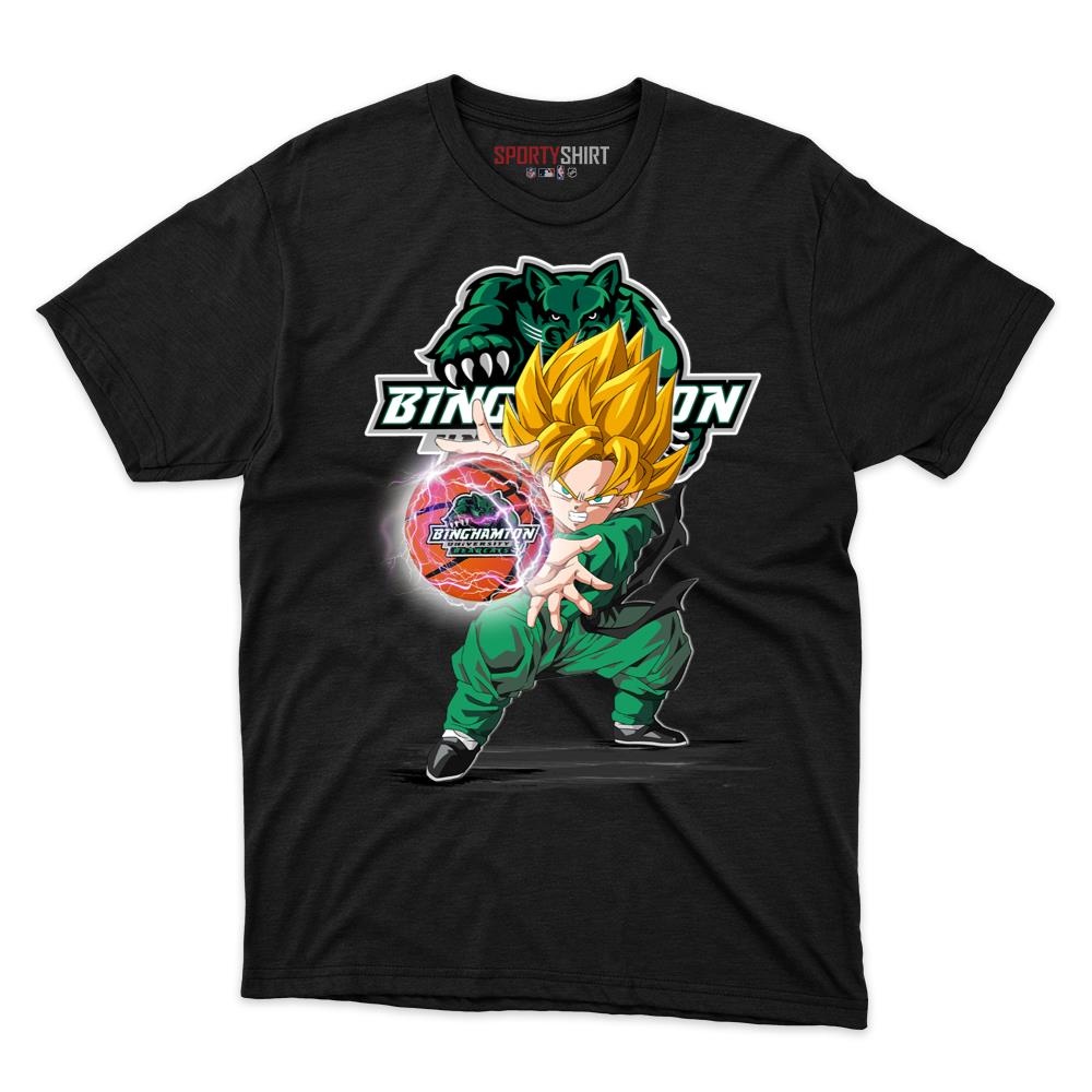 Binghamton Bearcats Goku Dragon Ball Z Unisex Cotton Graphic Tee, Super Saiyan Anime Crossover Shirt