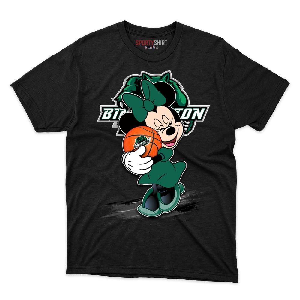 Binghamton Bearcats Minnie Mouse Unisex Cotton Graphic Tee, Disney Cartoon Crossover Shirt, Game Day Gift - photo 1