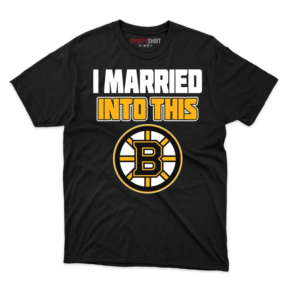 Boston Bruins I Married Into This Unisex Cotton Graphic Tee, Funny Game Day Shirt, Gift for In-Laws