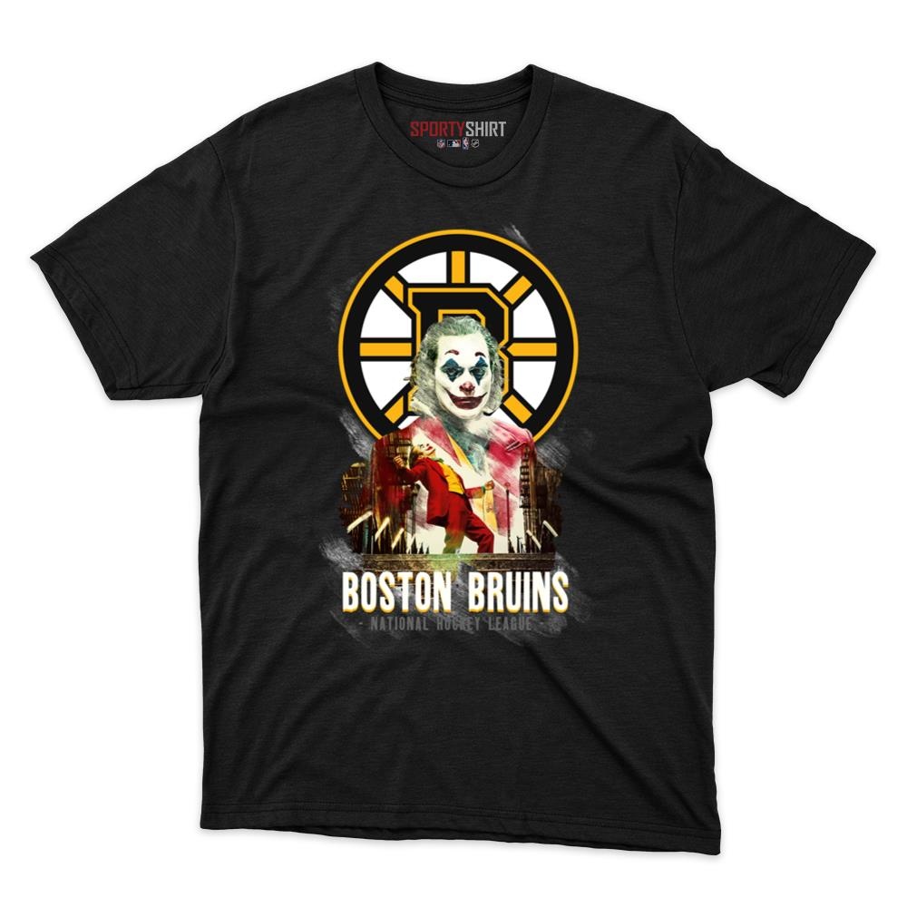 Boston Bruins Put On A Happy Face Joker Unisex Cotton Graphic Tee, Funny Fan Shirt for Game Day