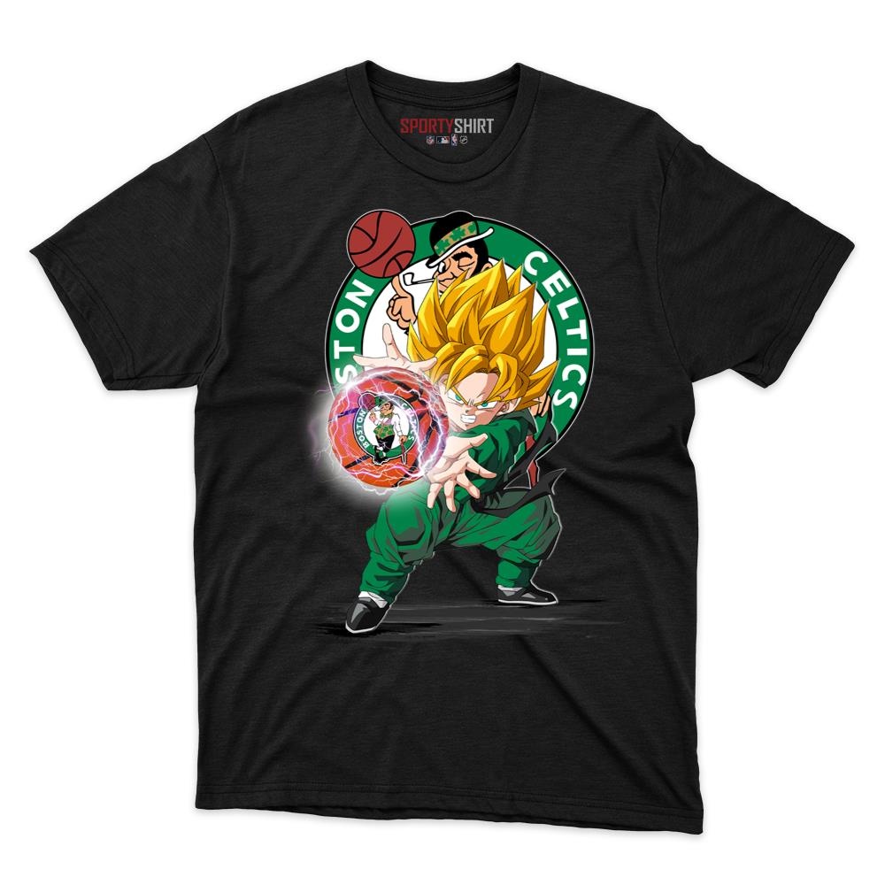 Boston Celtics Goku Dragon Ball Z Unisex Cotton Graphic Tee, Super Saiyan Anime Crossover Shirt, Game Day