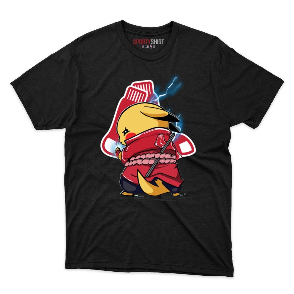 Boston Red Sox Pikachu Meets Sasuke Uchiha Unisex Cotton Graphic Tee, Pokemon Naruto Anime Mashup Shirt, Game Day