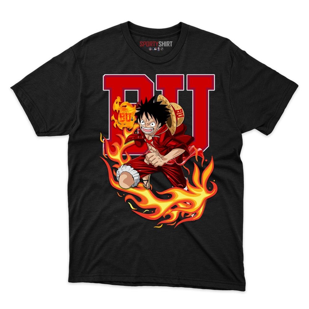 Boston University Terriers Luffy One Piece Unisex Cotton Graphic Tee, Straw Hat Pirate Anime Shirt