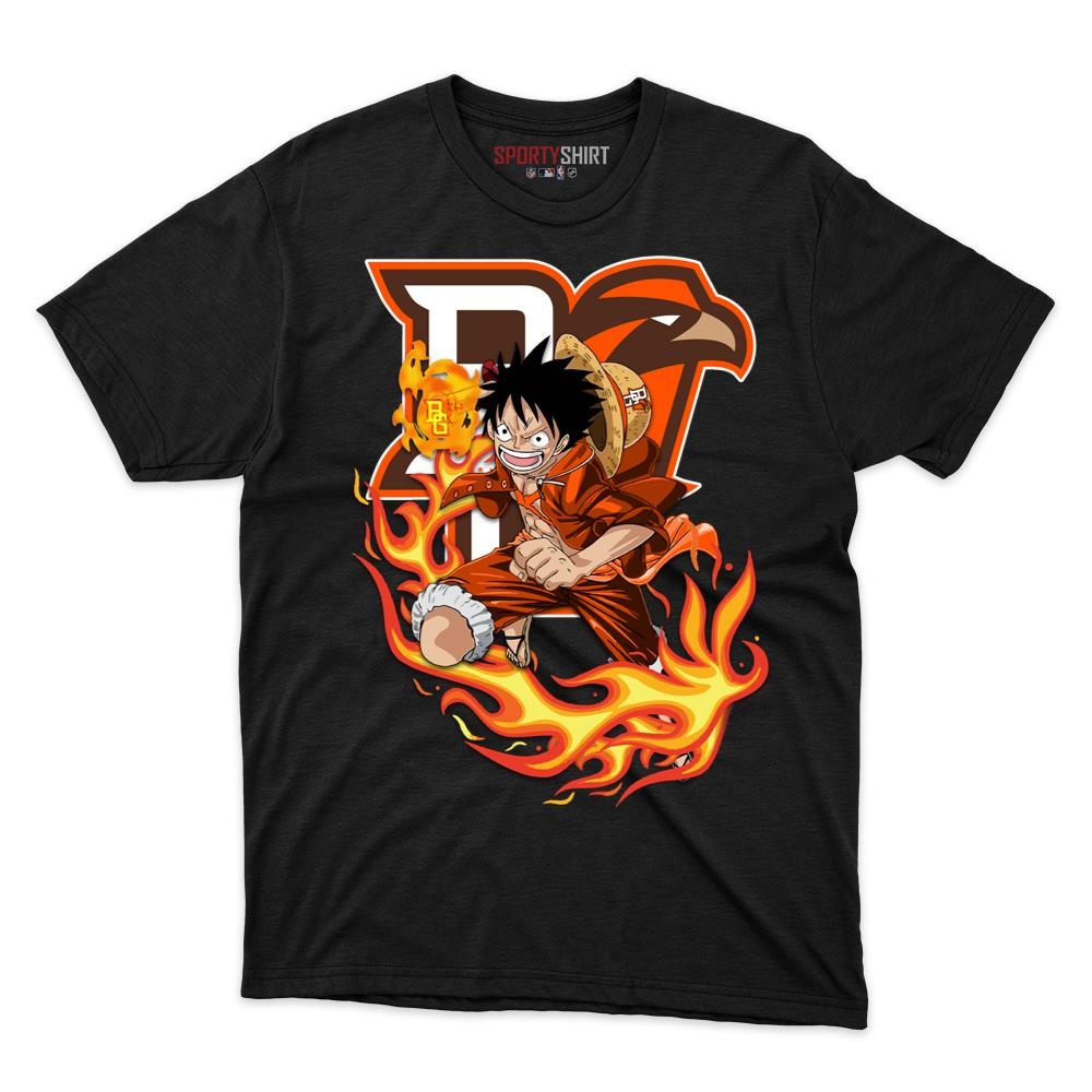 Bowling Green Falcons Luffy One Piece Unisex Cotton Graphic Tee, Straw Hat Pirate Anime Shirt, Game Day