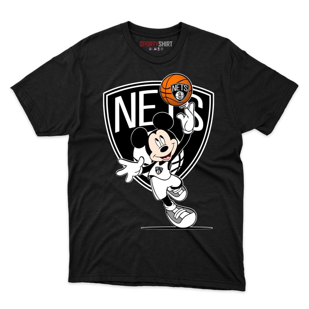 Brooklyn Nets Mickey Mouse Player Unisex Cotton Graphic Tee, Disney Cartoon Fan Game Day Shirt