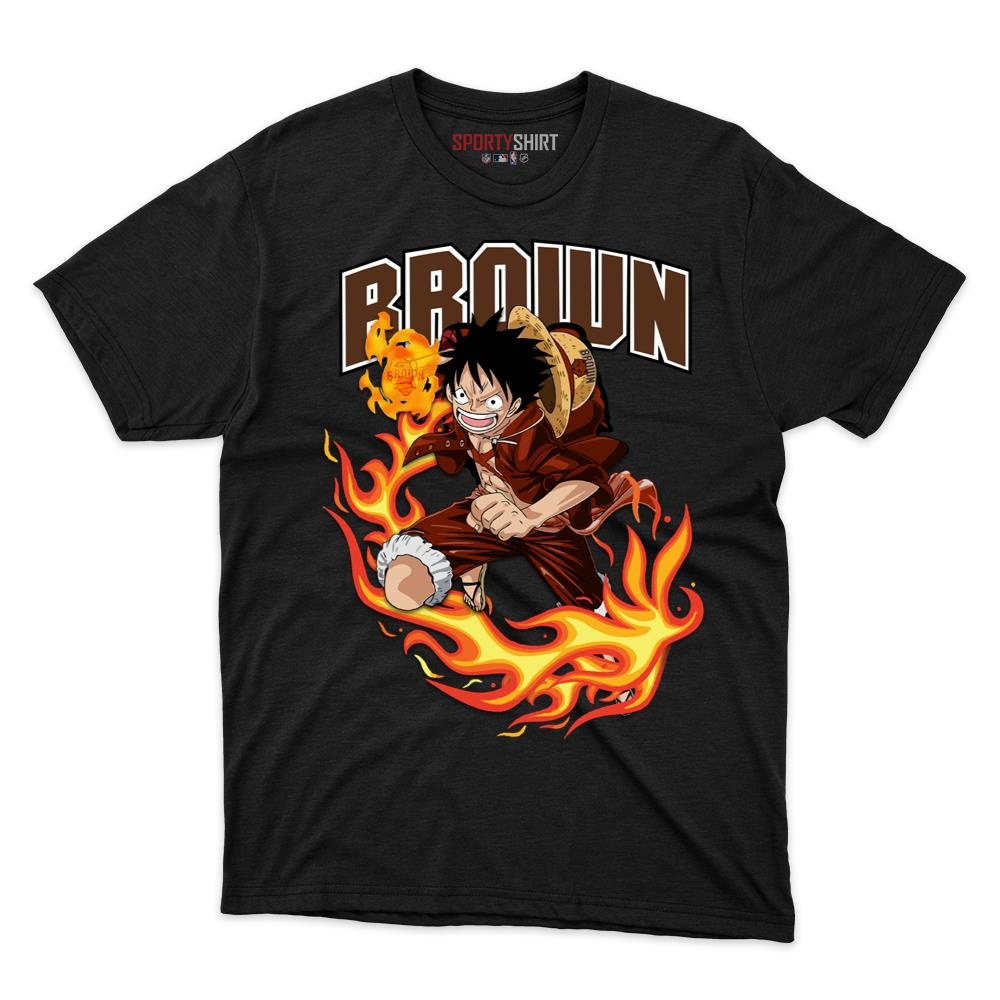 Brown Bears Luffy One Piece Unisex Cotton Graphic Tee, Anime Pirate Crossover Fan Game Day Shirt - photo 1