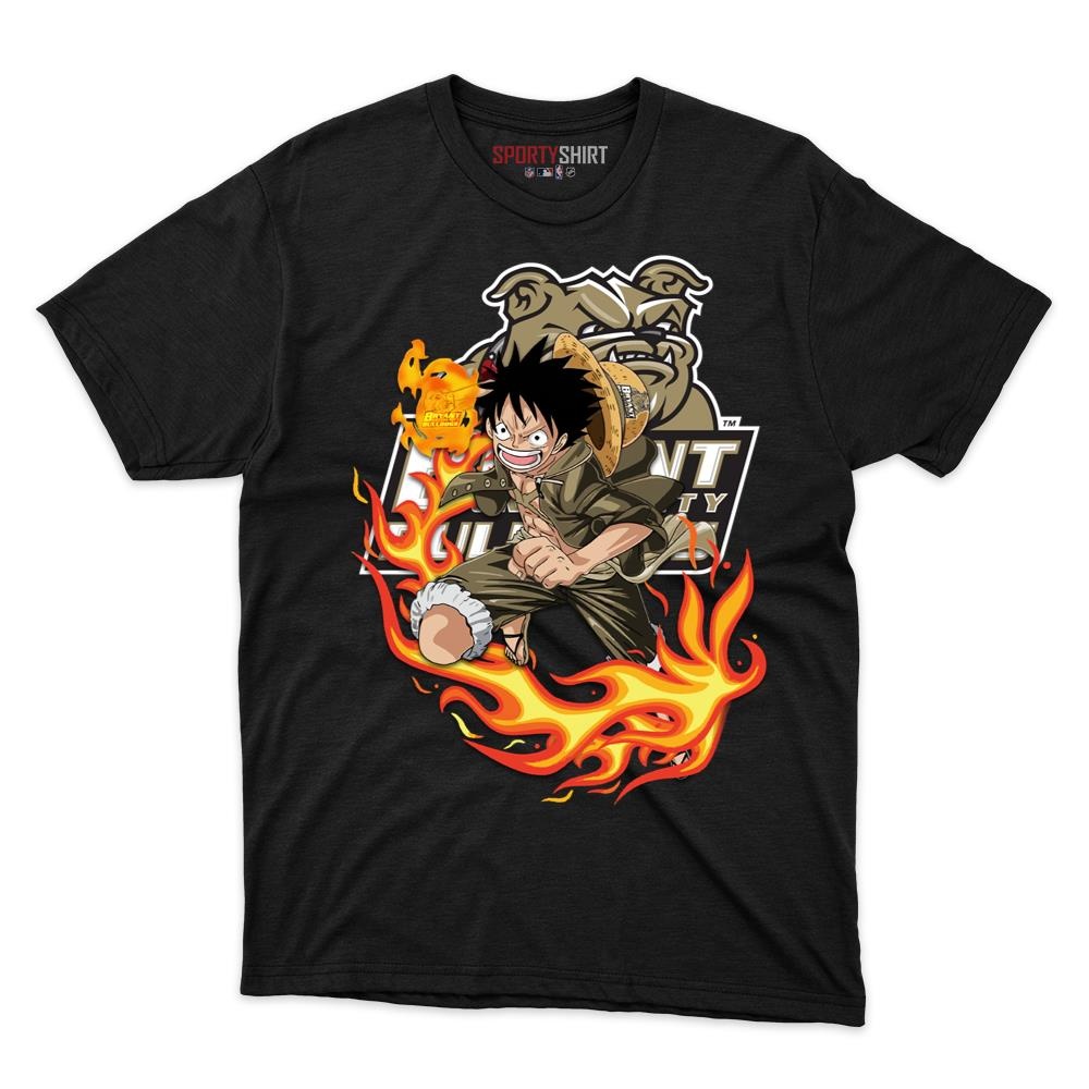 Bryant Bulldogs Luffy One Piece Unisex Cotton Graphic Tee, Anime Pirate Crossover Fan Game Day Shirt