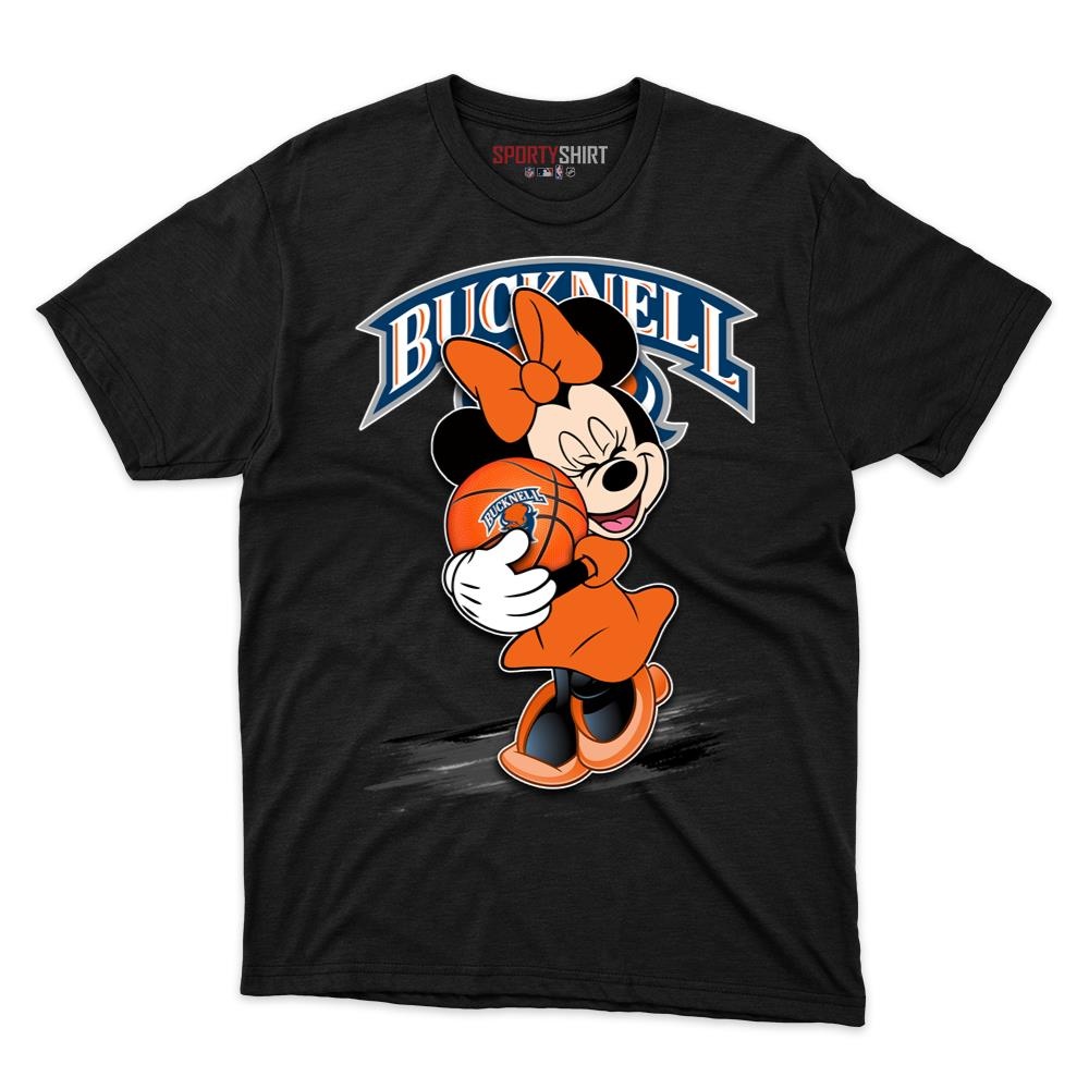 Bucknell Bison Minnie Mouse Unisex Cotton Graphic Tee, Disney Cartoon Crossover Fan Game Day Shirt