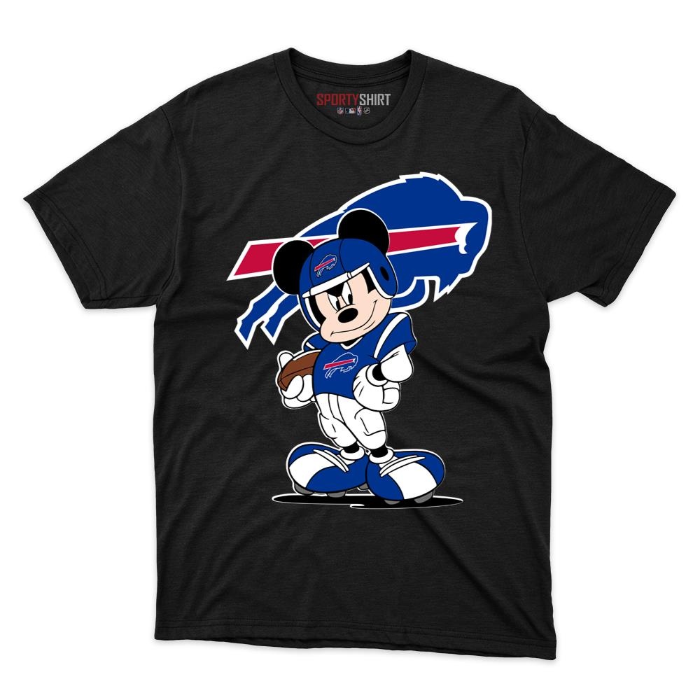 Buffalo Bills Mickey Mouse Player Unisex Cotton Graphic Tee, Disney Cartoon Fan Game Day Shirt