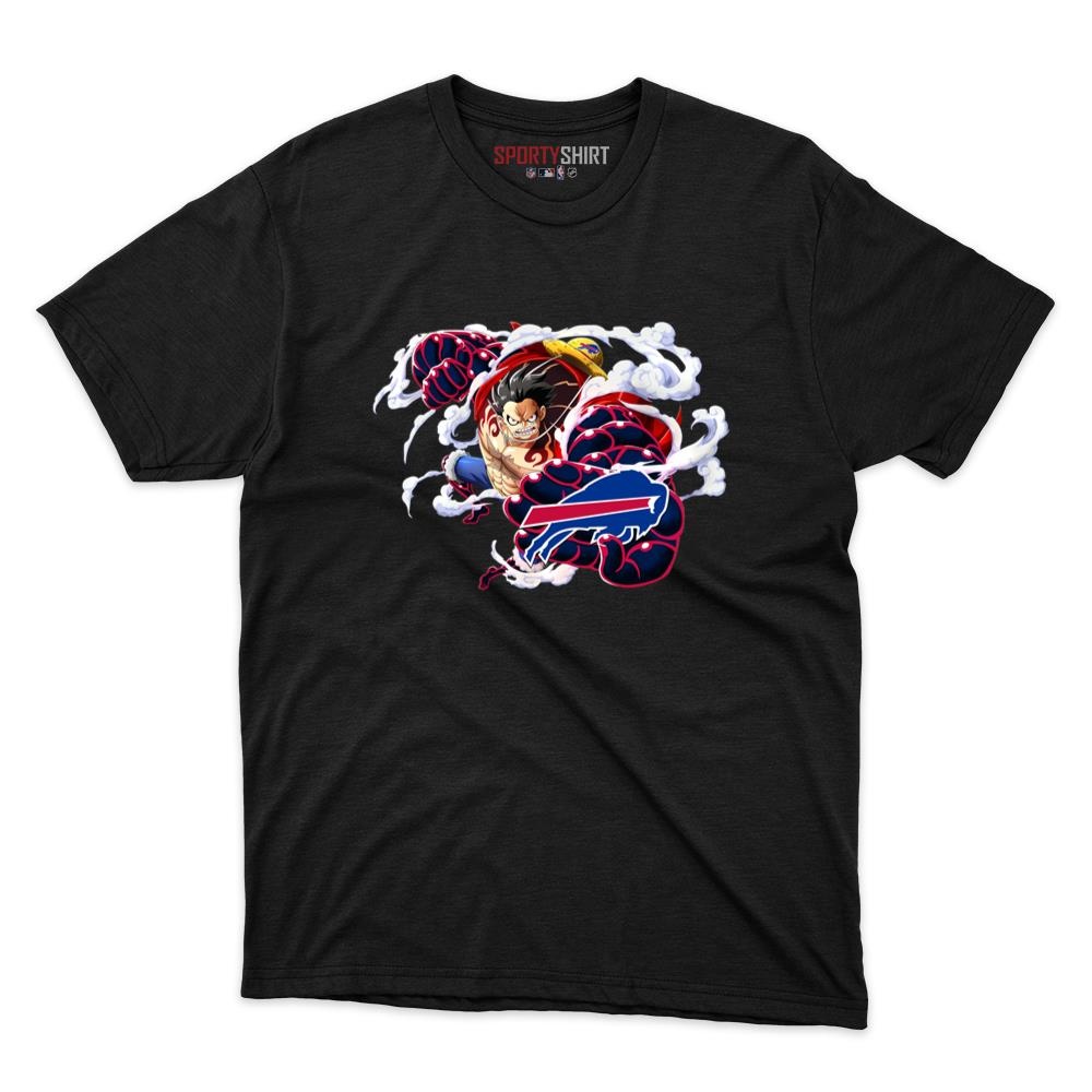 Buffalo Bills Monkey D Luffy Gear Five One Piece Unisex Cotton Tee, Anime Pirate Fan Game Day Shirt