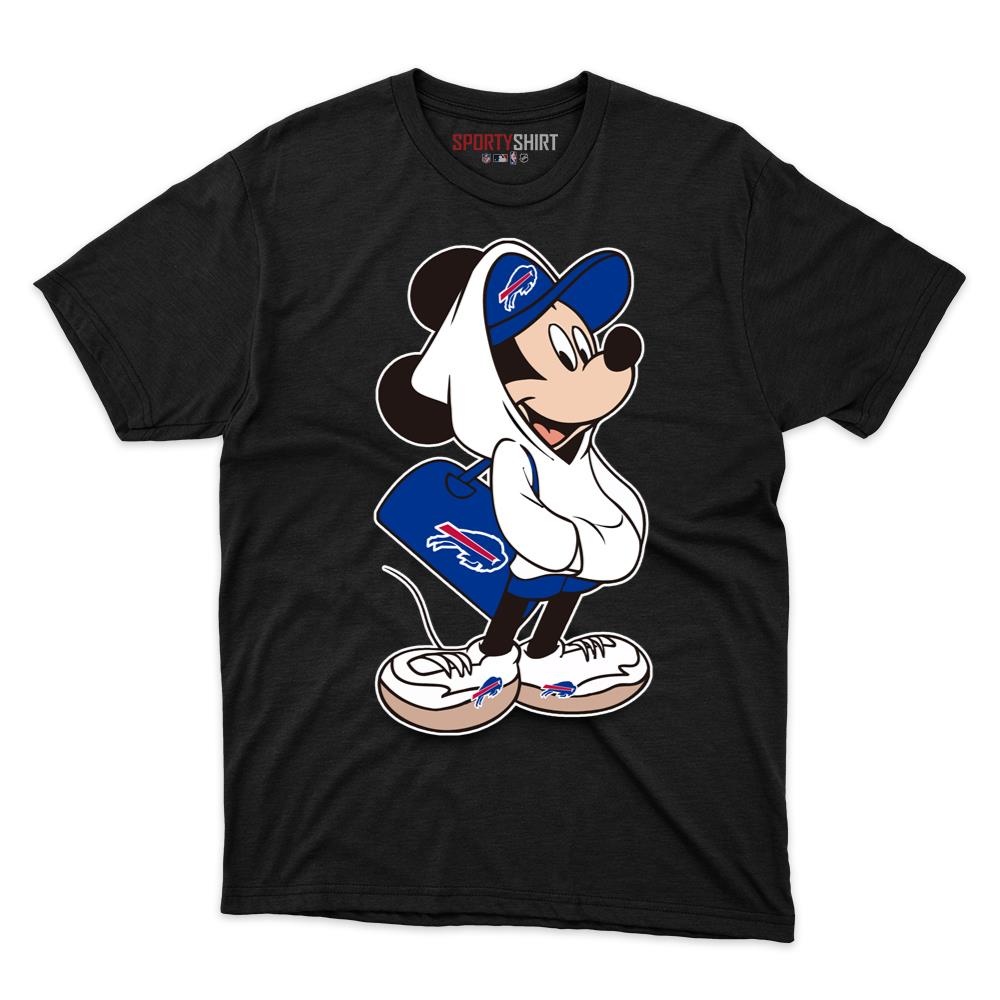 Buffalo Bills Mickey Mouse Unisex Cotton Graphic Tee, Disney Cartoon Crossover Fan Game Day Shirt