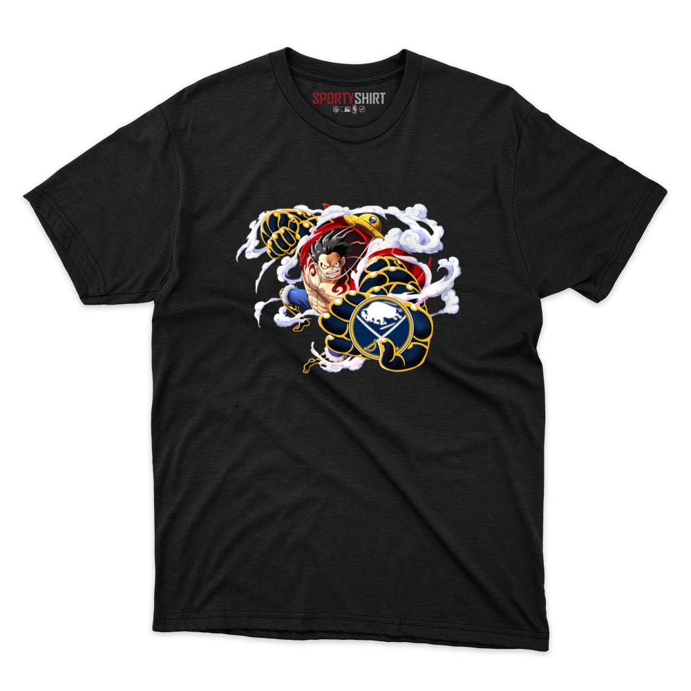 Buffalo Sabres Monkey D Luffy Gear Five One Piece Unisex Cotton Tee, Anime Pirate Fan Game Day Shirt