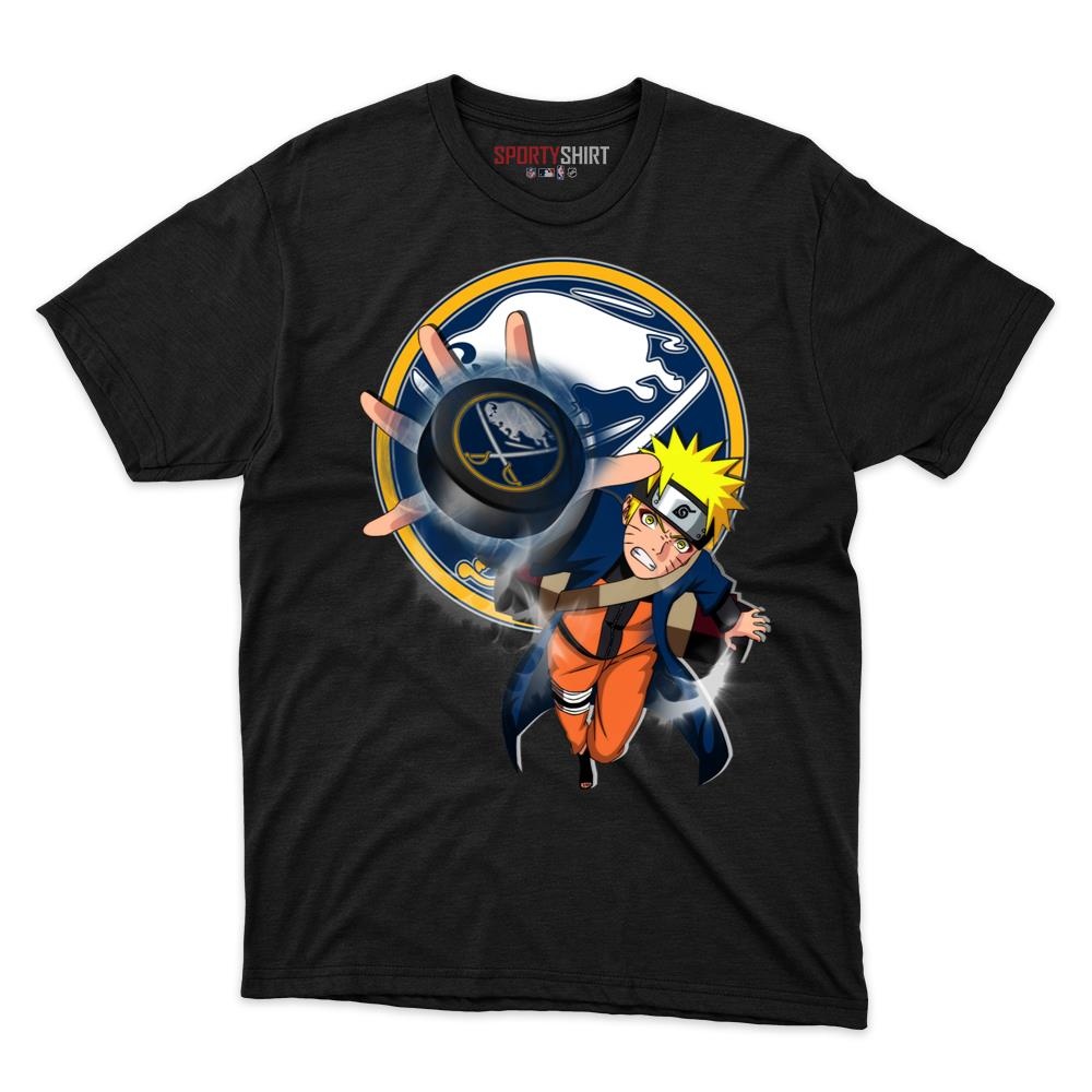 Buffalo Sabres Naruto Uzumaki Unisex Cotton Graphic Tee, Anime Ninja Crossover Fan Game Day Shirt