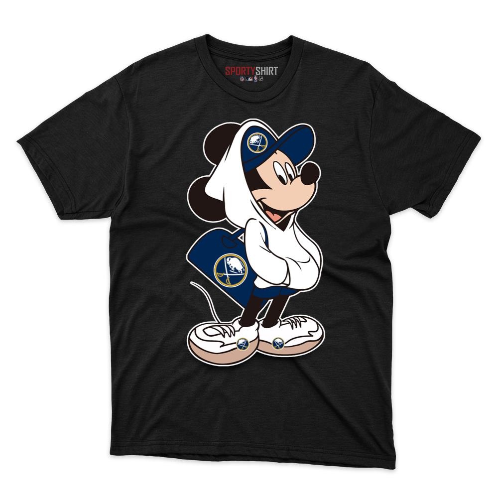Buffalo Sabres Mickey Mouse Unisex Cotton Graphic Tee, Disney Cartoon Crossover Fan Game Day Shirt