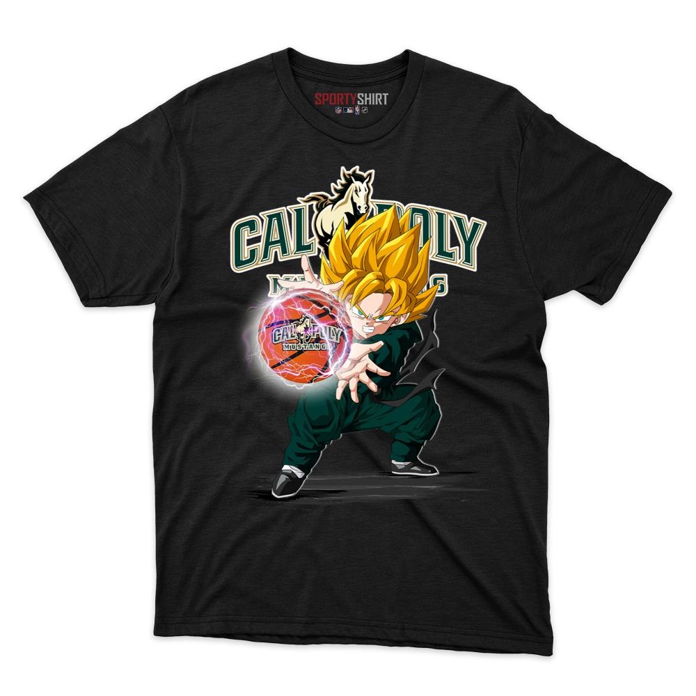 Cal Poly Mustangs Goku Dragon Ball Z Unisex Cotton Graphic Tee, Anime Crossover Fan Game Day Shirt