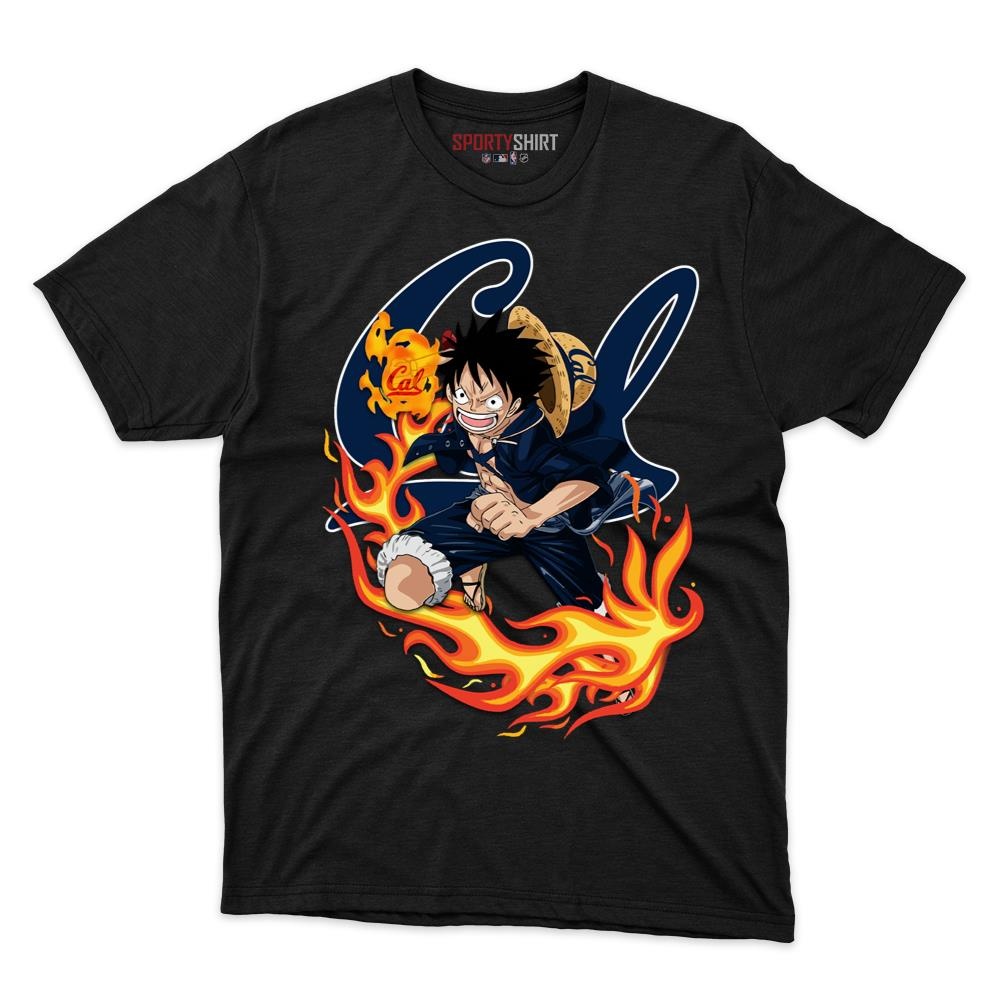 California Golden Bears Luffy One Piece Unisex Cotton Graphic Tee, Anime Pirate Fan Game Day Shirt