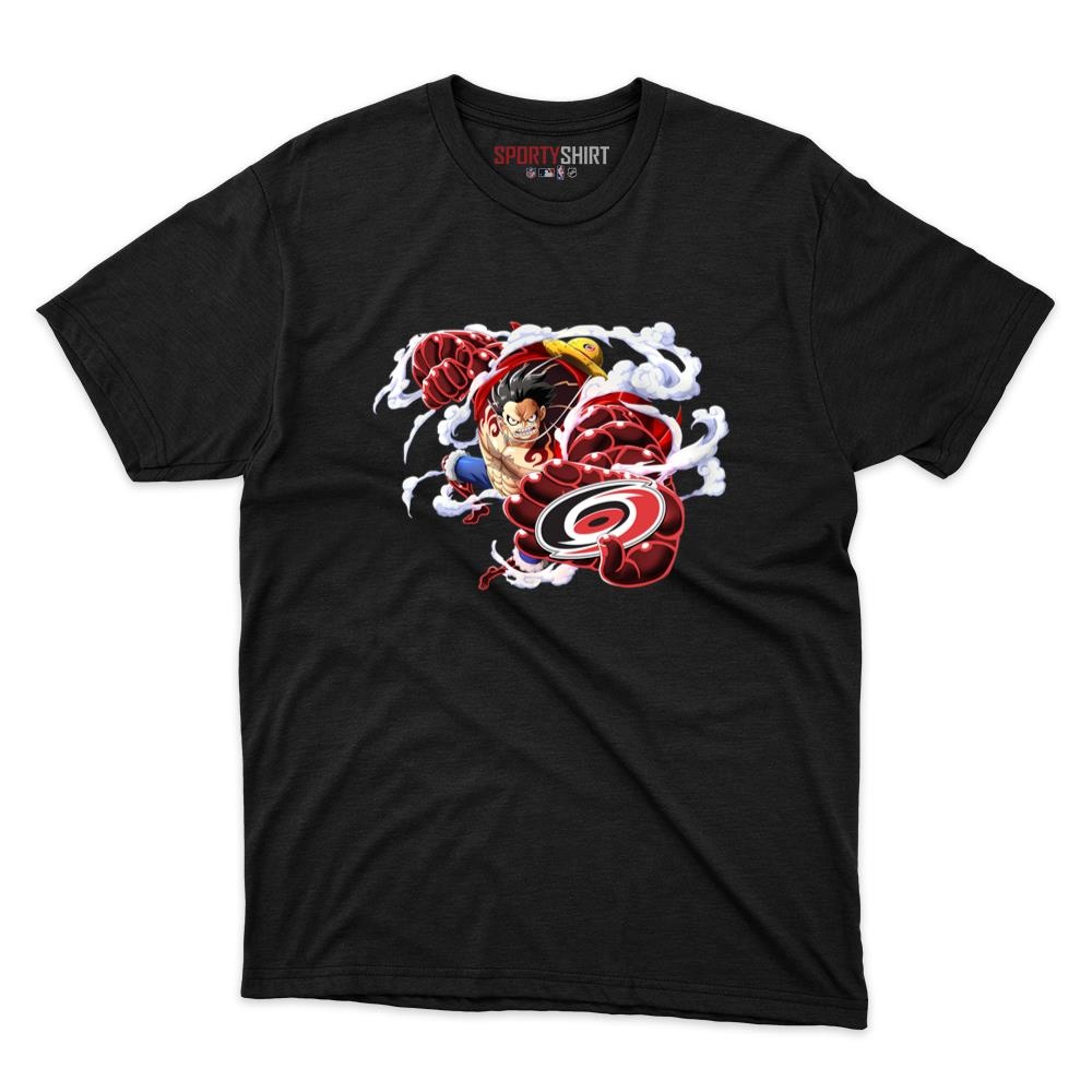 Carolina Hurricanes Monkey D Luffy Gear One Piece Unisex Shirt, Anime Crossover Cotton Graphic Tee, Fan Gift