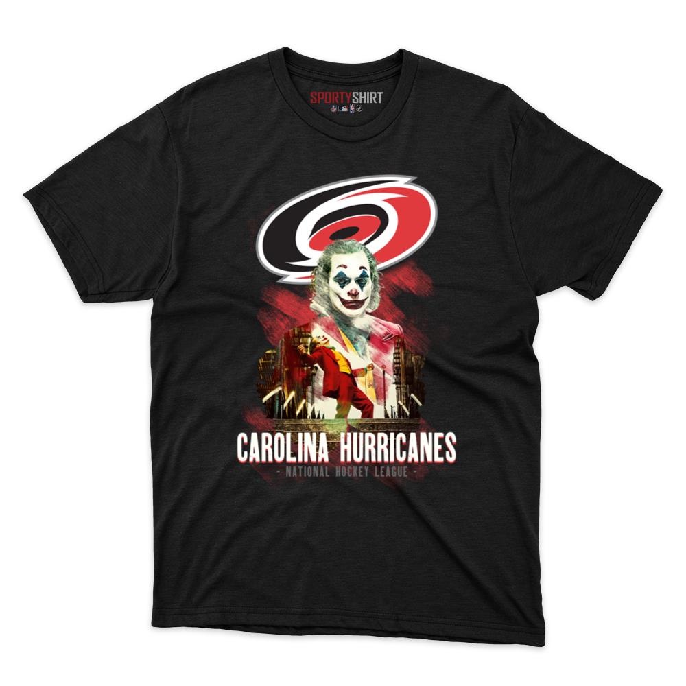 Carolina Hurricanes Put On A Happy Face Joker Unisex Shirt, Funny Villain Cotton Graphic Tee, Game Day Fan Gift
