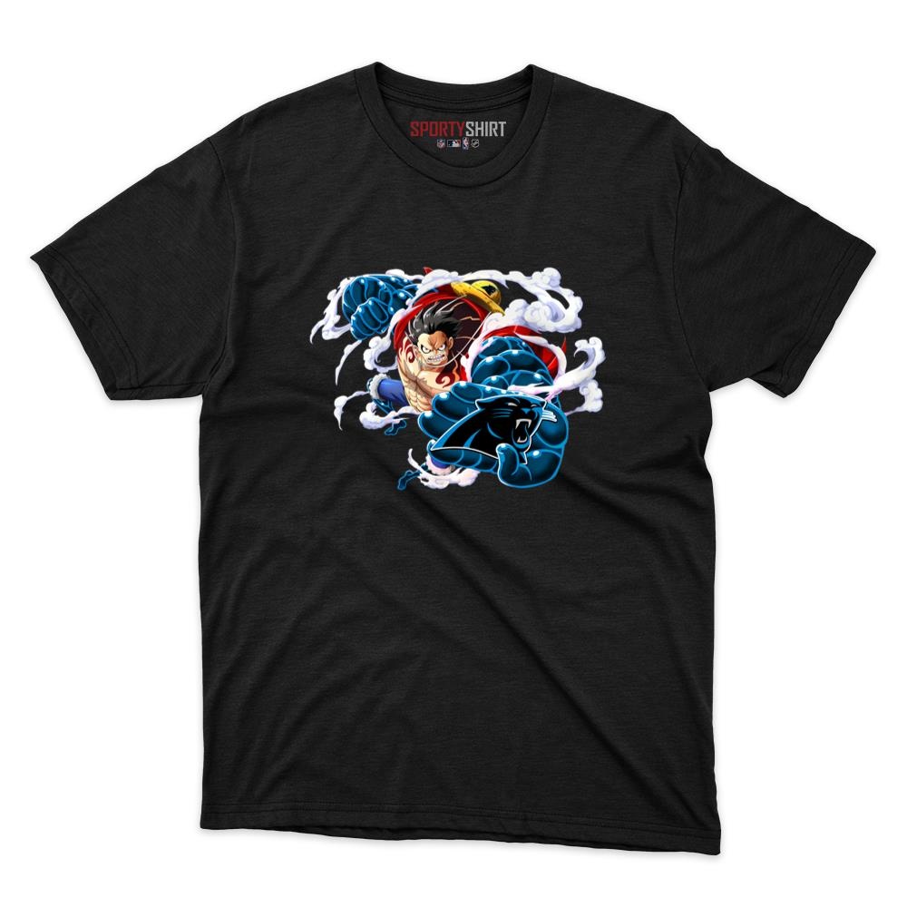 Carolina Panthers Monkey D Luffy Gear One Piece Unisex Shirt, Anime Crossover Cotton Graphic Tee, Fan Gift
