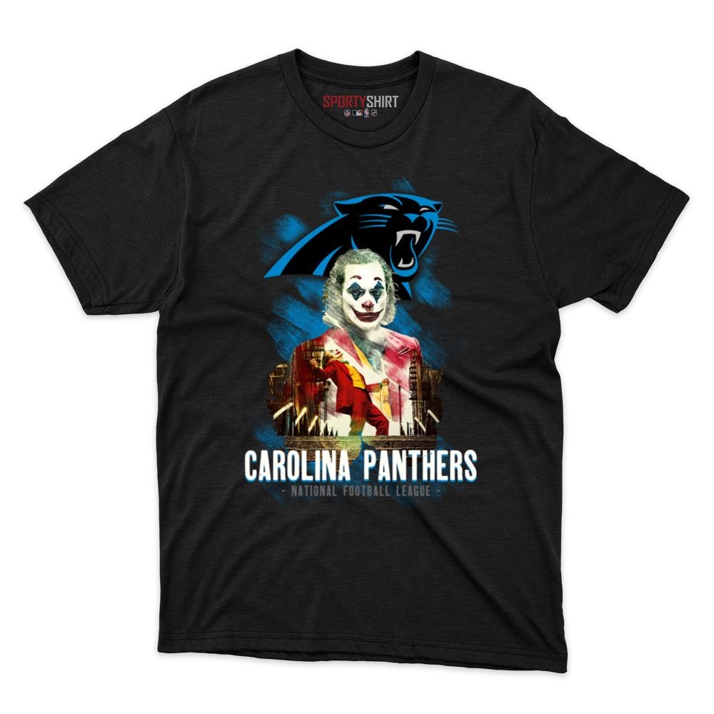 Carolina Panthers Put On A Happy Face Joker Unisex Shirt, Funny Villain Cotton Graphic Tee, Game Day Fan Gift