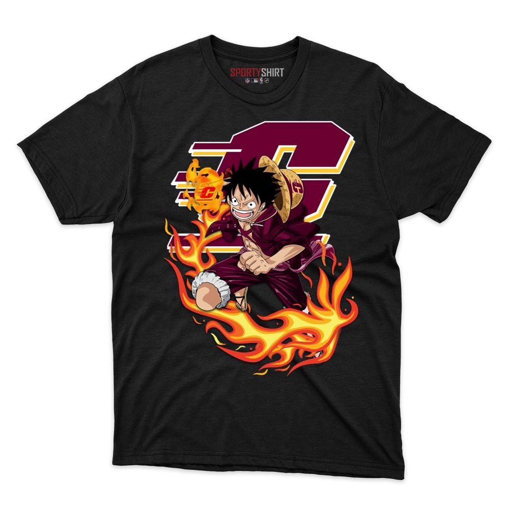 Central Michigan Chippewas Luffy One Piece Unisex Shirt, Anime Pirate Cotton Graphic Tee, Game Day Fan Gift