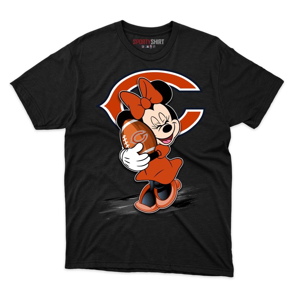Chicago Bears Minnie Mouse Unisex Shirt, Disney Cartoon Crossover Cotton Graphic Tee, Game Day Fan Gift