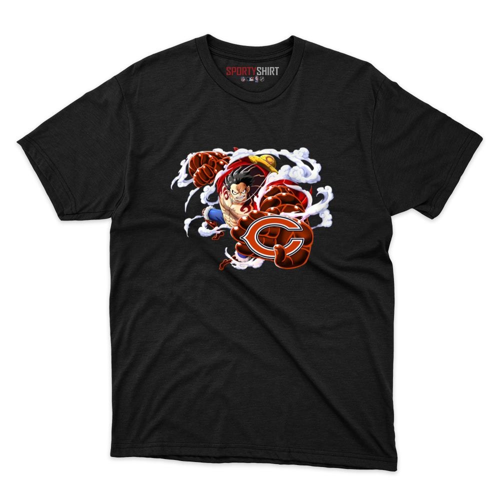 Chicago Bears Monkey D Luffy Gear One Piece Unisex Shirt, Anime Crossover Cotton Graphic Tee, Game Day Gift
