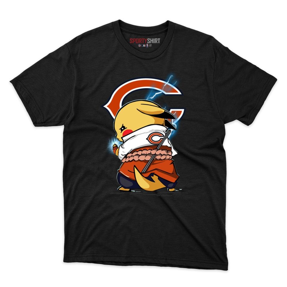Chicago Bears Pikachu Meets Sasuke Uchiha Unisex Shirt, Pokemon Naruto Anime Crossover Cotton Tee, Fan Gift