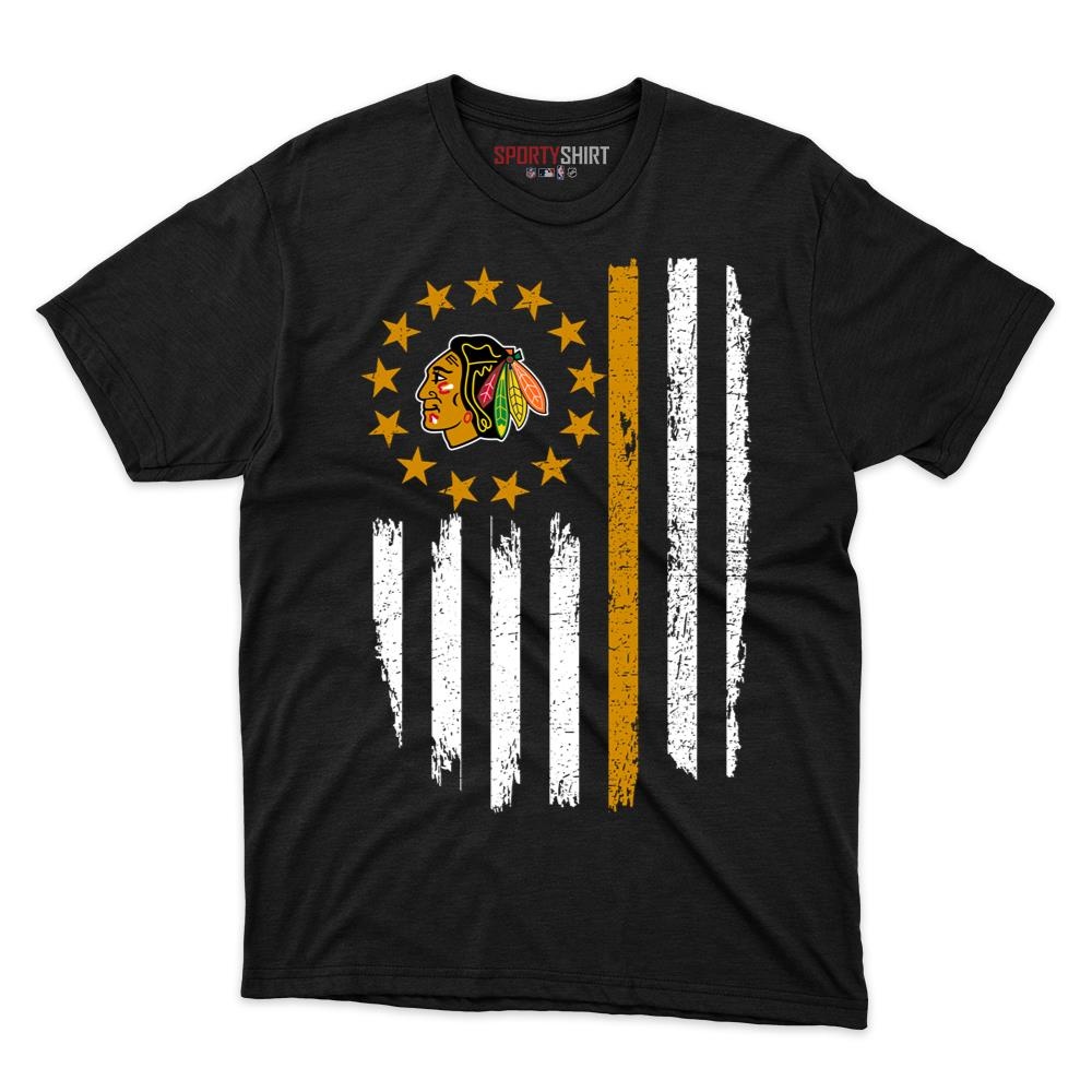 Chicago Blackhawks Betsy Ross Flag Unisex Shirt, Patriotic American Stars Cotton Graphic Tee, Game Day Fan Gift