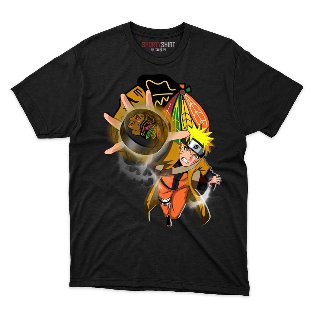 Chicago Blackhawks Naruto Uzumaki Ninja Unisex Shirt, Anime Crossover Cotton Graphic Tee, Game Day Fan Gift