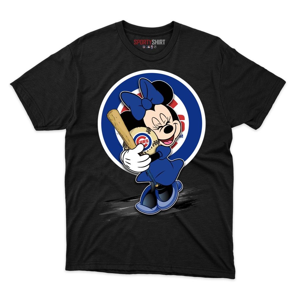 Chicago Cubs Minnie Mouse Unisex Shirt, Disney Cartoon Crossover Cotton Graphic Tee, Game Day Fan Gift