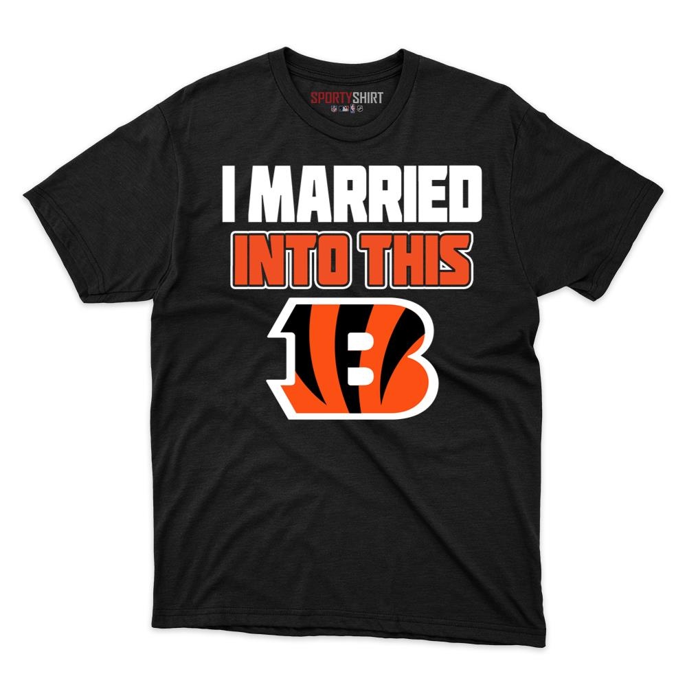 Cincinnati Bengals I Married Into This Unisex Cotton Graphic Tee, Funny Fan Shirt Gift for In-Laws