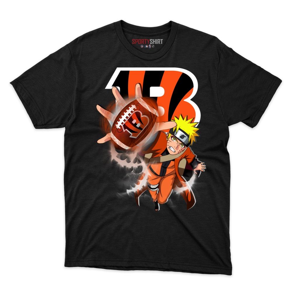 Cincinnati Bengals Naruto Uzumaki Ninja Anime Unisex Cotton Graphic Tee, Fan Shirt for Game Day - photo 1