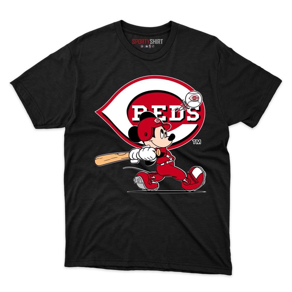 Cincinnati Reds Mickey Mouse Player Disney Cartoon Unisex Cotton Graphic Tee, Fan Shirt for Game Day