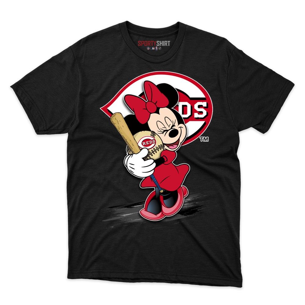 Cincinnati Reds Minnie Mouse Disney Cartoon Unisex Cotton Graphic Tee, Baseball Fan Shirt for Game Day