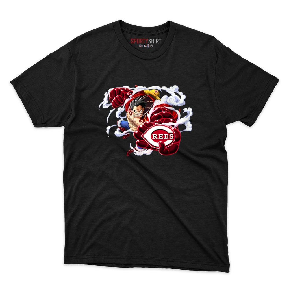 Cincinnati Reds Monkey D Luffy Gear One Piece Anime Unisex Cotton Graphic Tee, Fan Shirt for Game Day