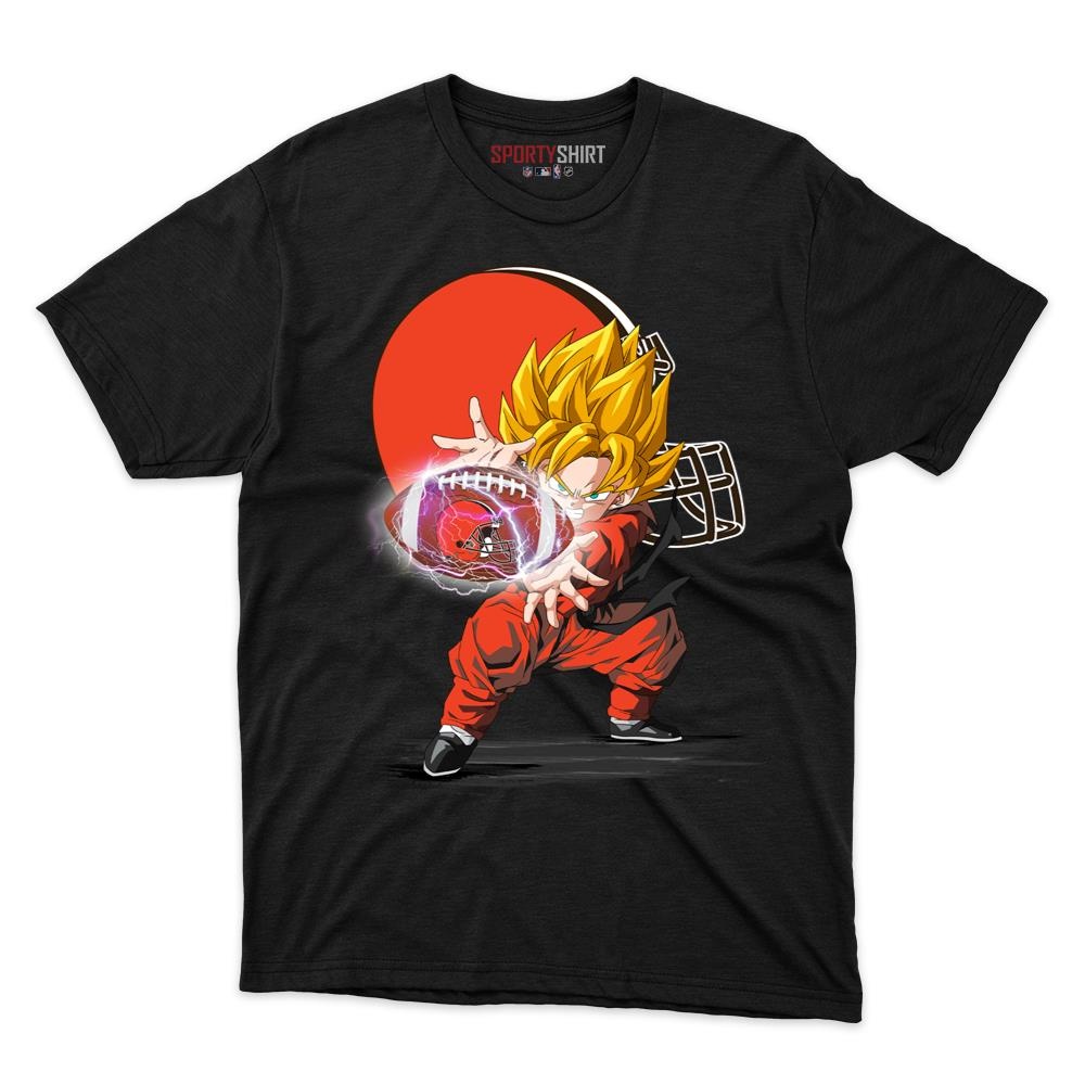 Cleveland Browns Goku Dragon Ball Z Anime Unisex Cotton Graphic Tee, Fan Shirt for Game Day