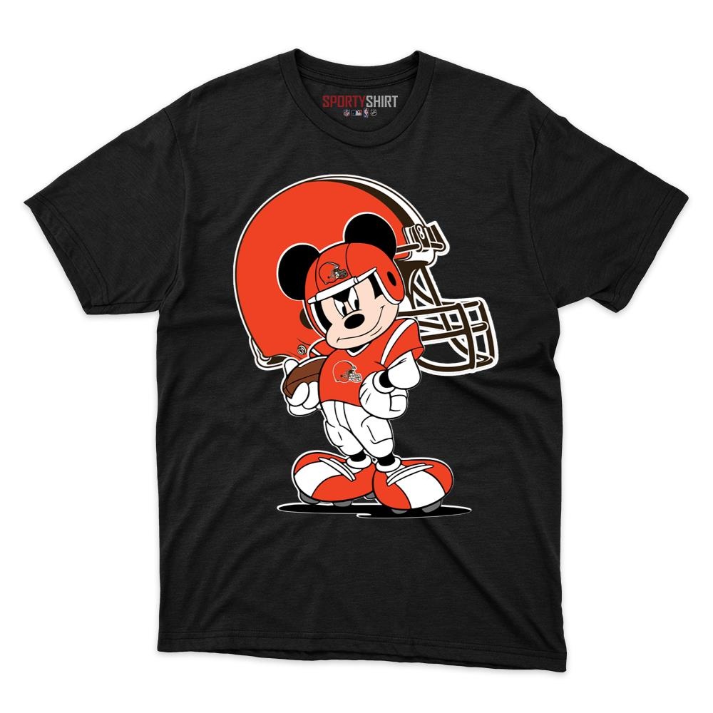 Cleveland Browns Mickey Mouse Player Disney Cartoon Unisex Cotton Graphic Tee, Fan Shirt for Game Day