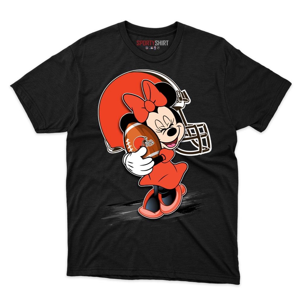 Cleveland Browns Minnie Mouse Disney Cartoon Unisex Cotton Graphic Tee, Fan Shirt for Game Day