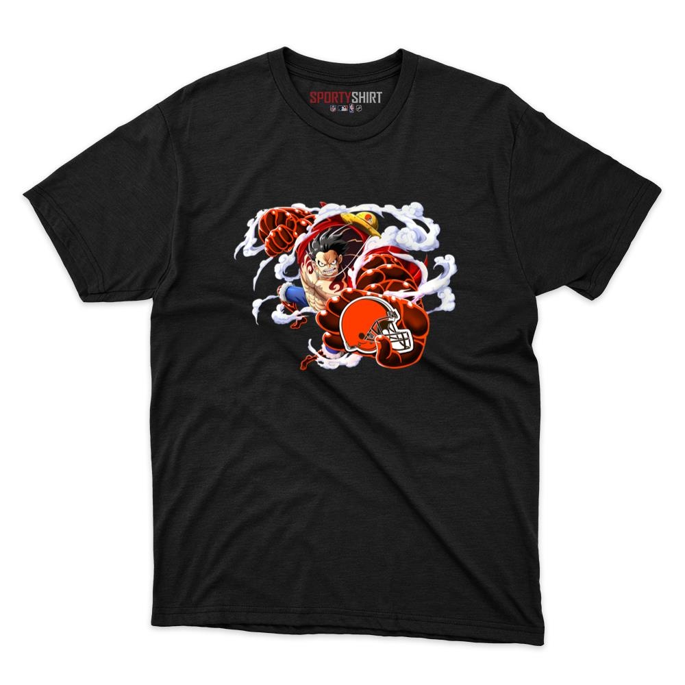 Cleveland Browns Monkey D Luffy Gear One Piece Anime Unisex Cotton Graphic Tee, Fan Shirt for Game Day